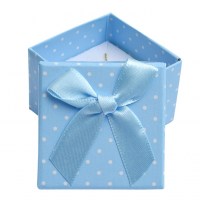 Malá darčeková krabička na prsteň modrá - biele bodky - 43 x 43 x 32 mm